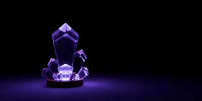 A purple crystal on a black background