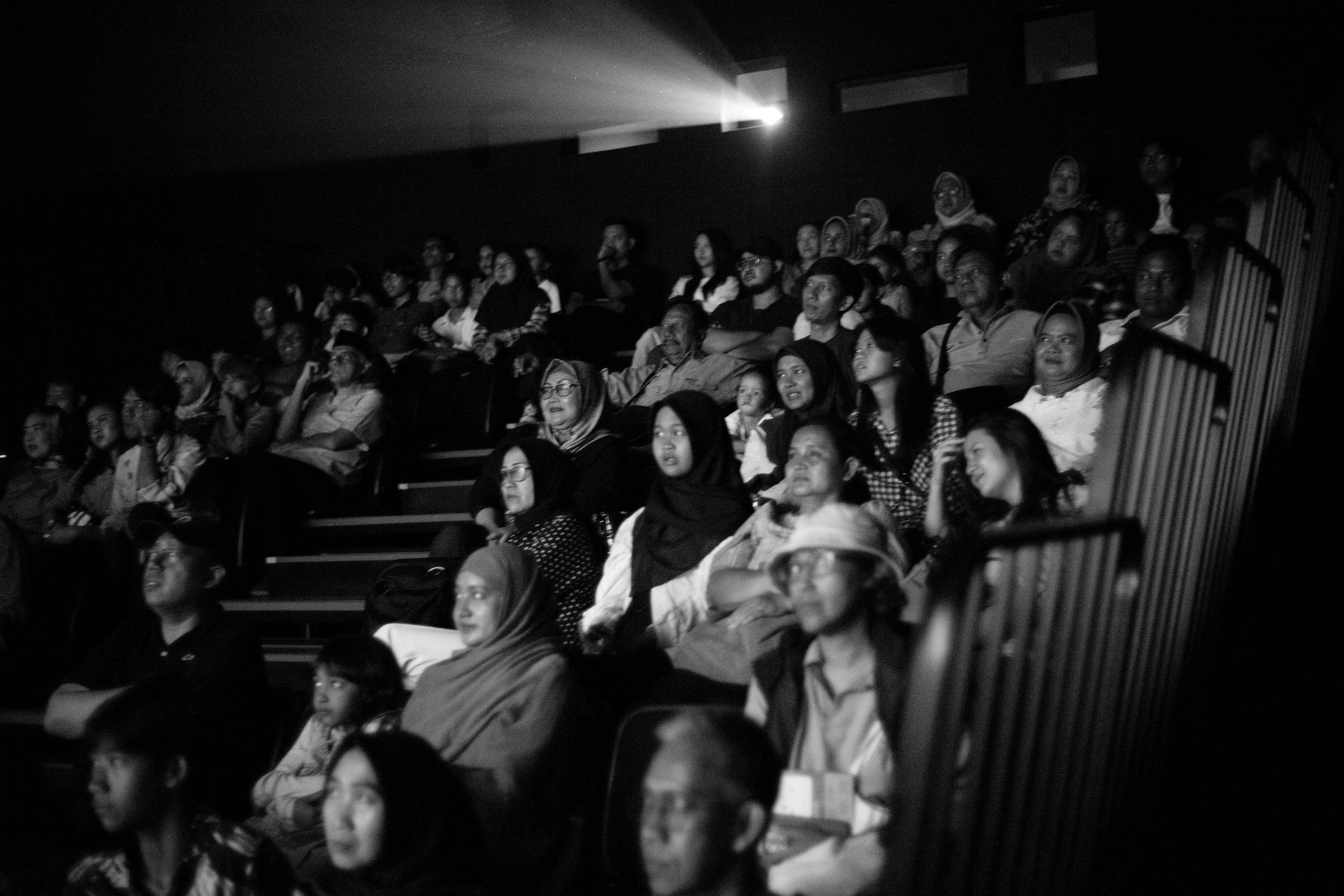 Black and white crowd