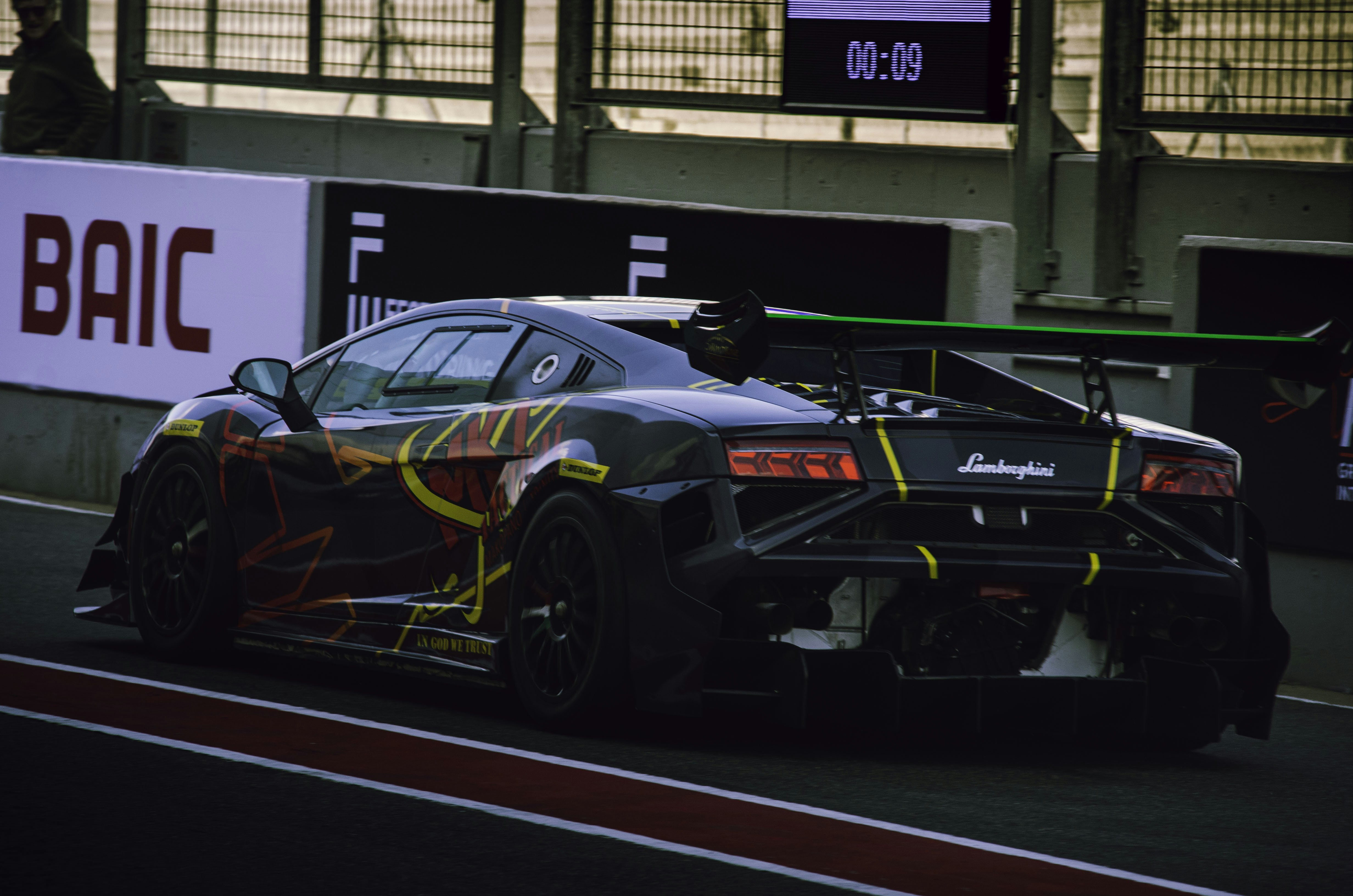 A race car driving down a race track