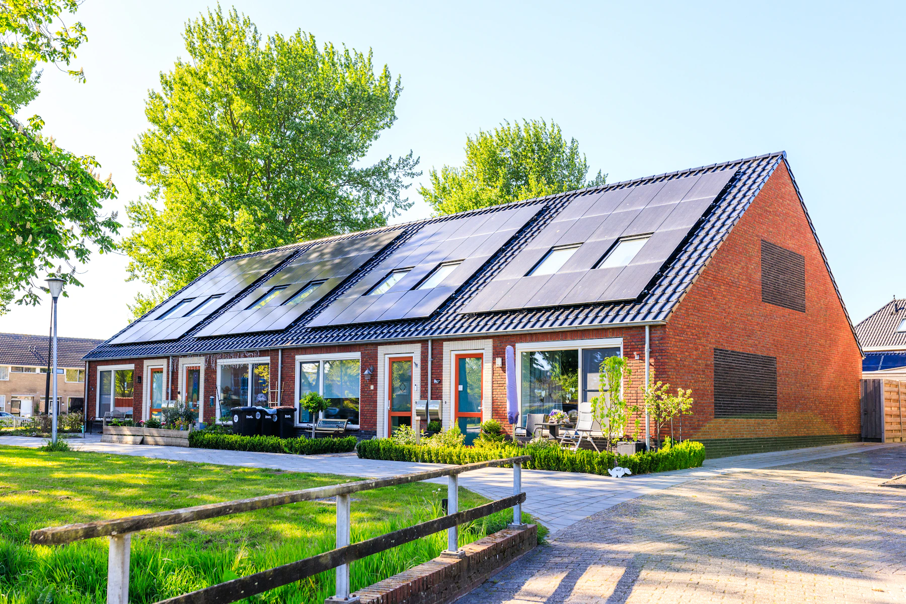 Rooftop solar panels installed on a modern home