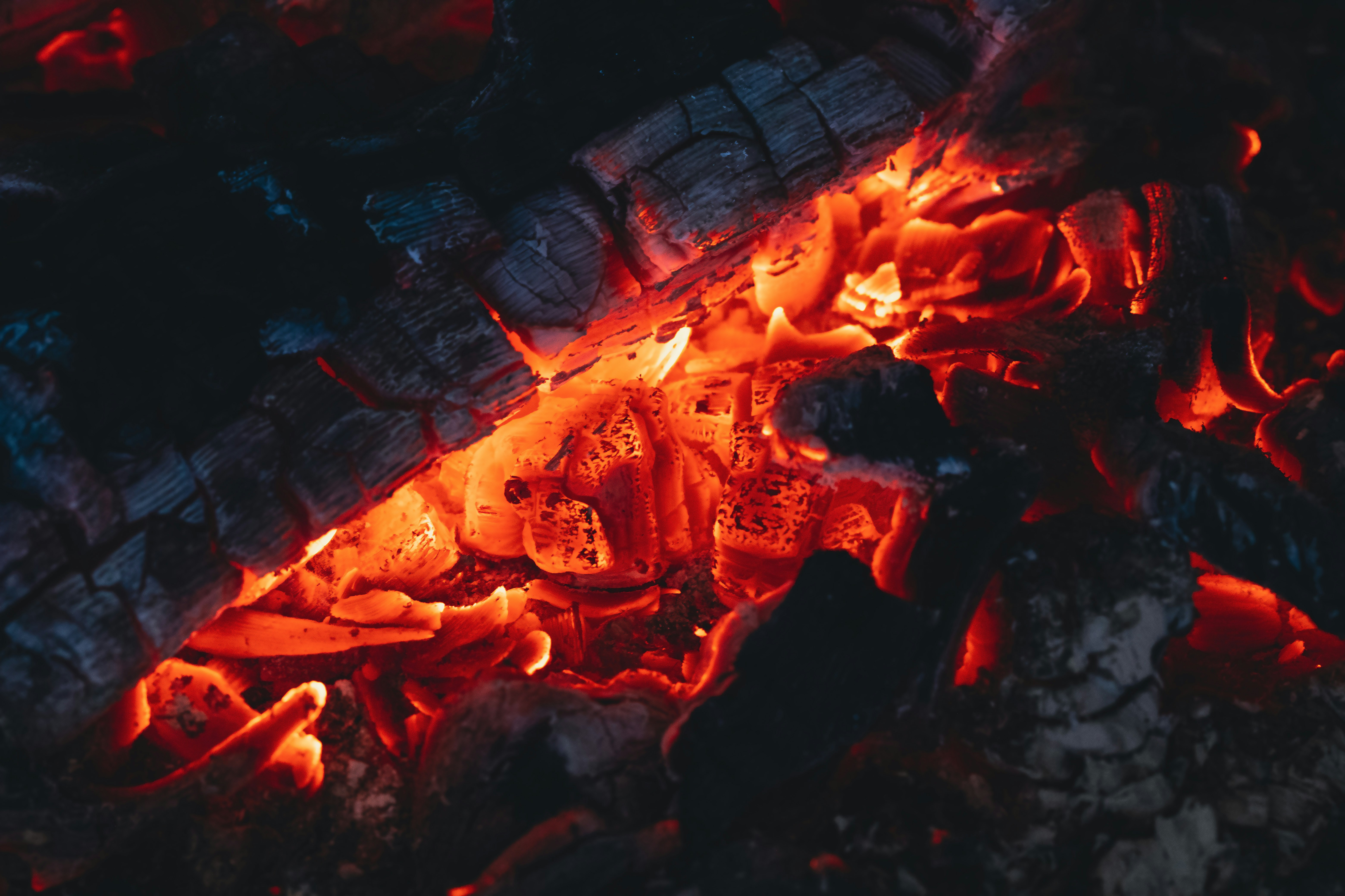 A close up of a fire in a grill