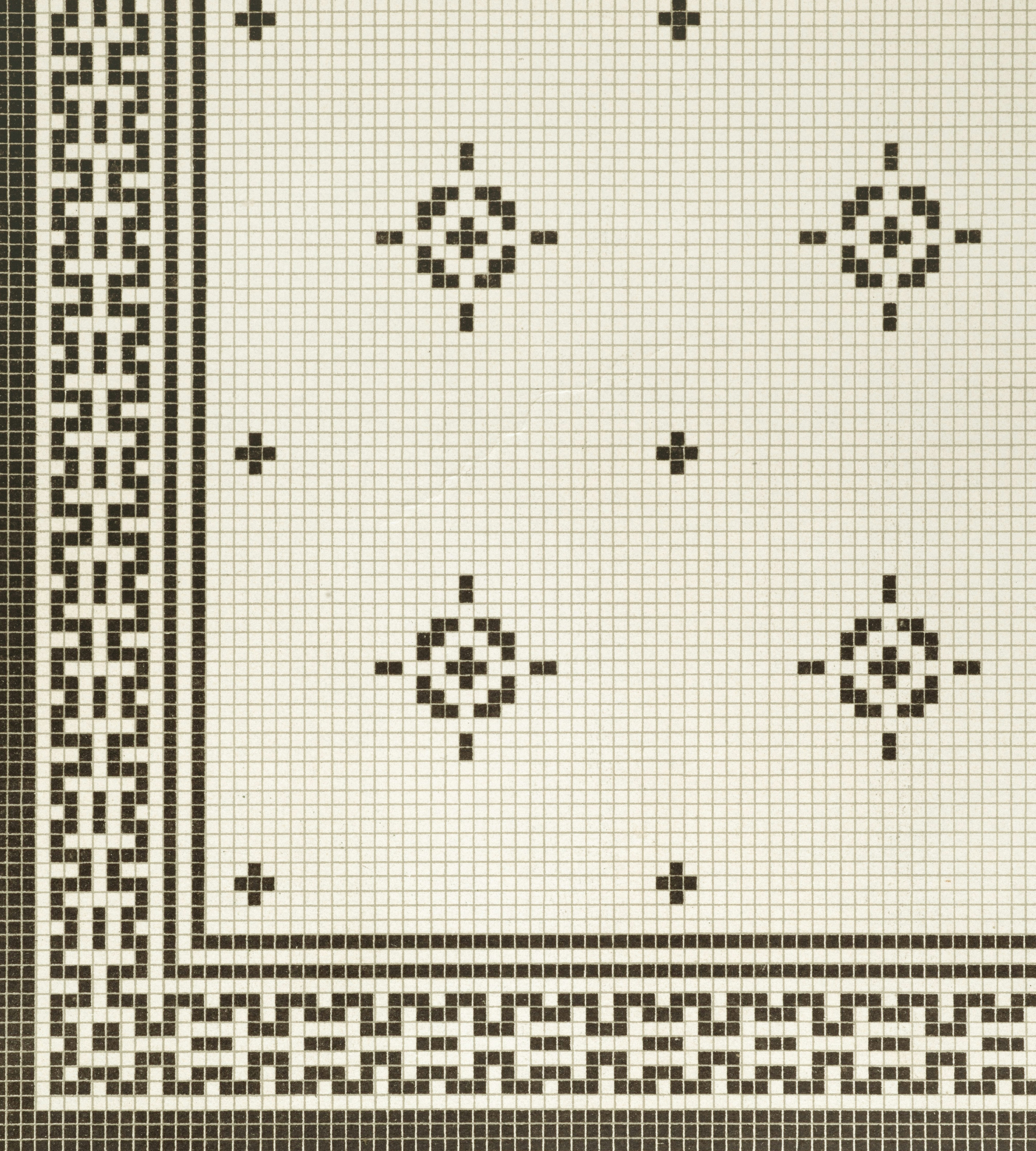 Mosaic tile pattern with geometric border