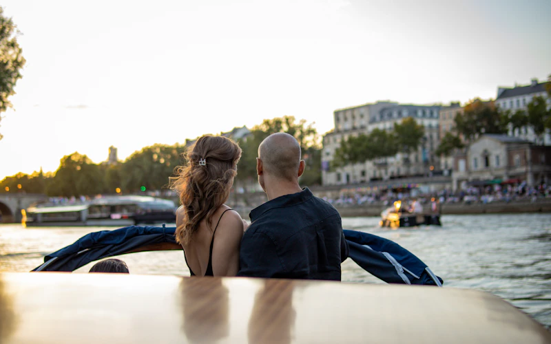 couple spending quiet time on a boat