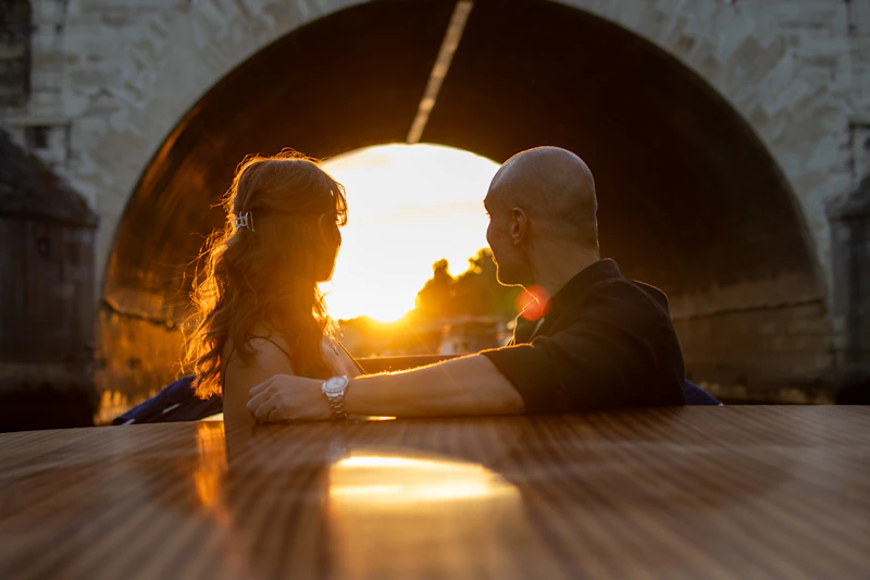 couple sharing conversation at a cozy kitchen table
