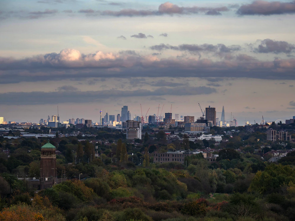 London skyline viewed from Hampstead Heath