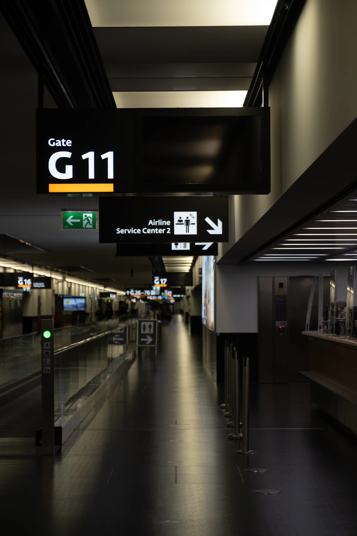 Airport terminal gates with parked jets