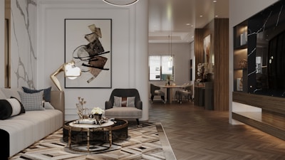 A living room filled with furniture and a flat screen TV