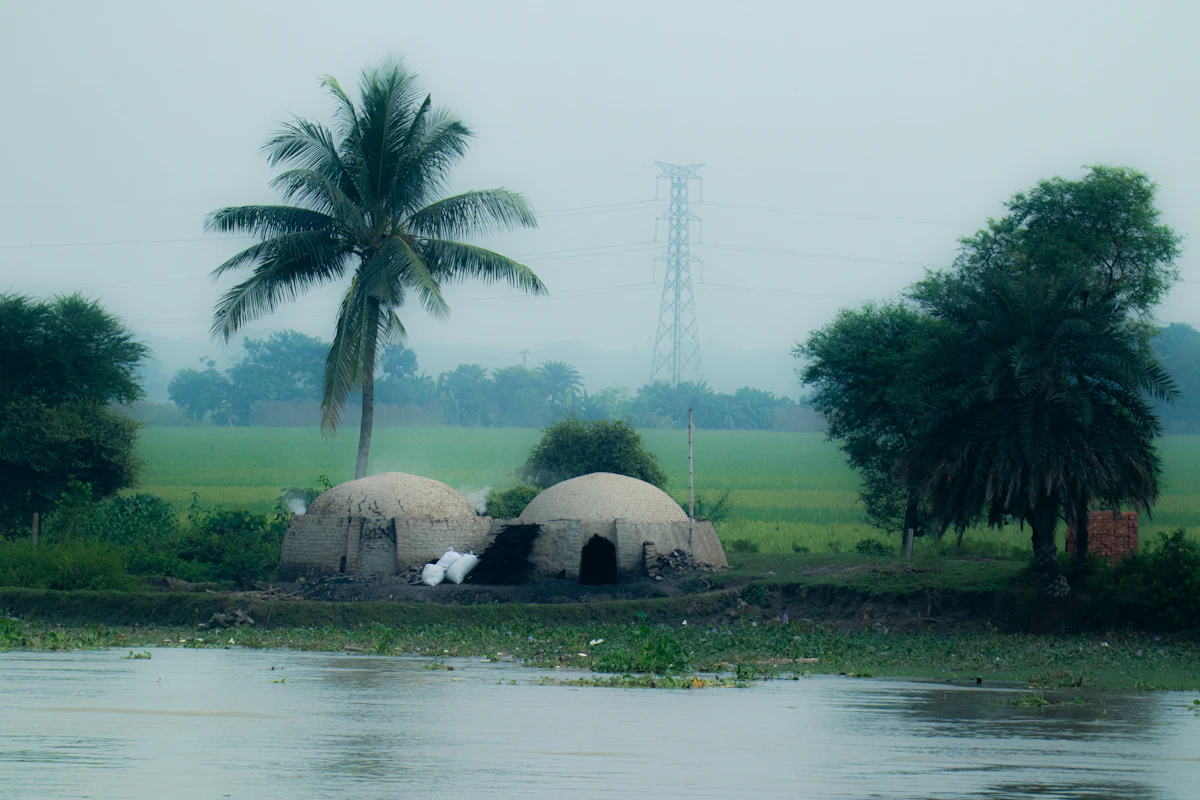 Homes by the water in rural Bangladesh