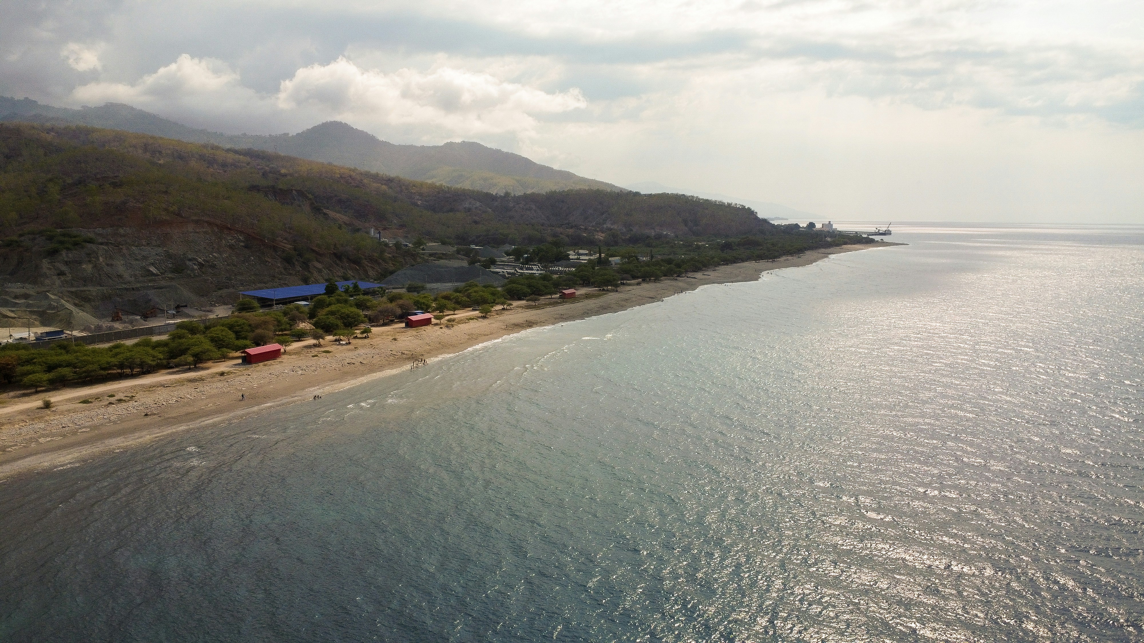 An aerial view of a large body of water