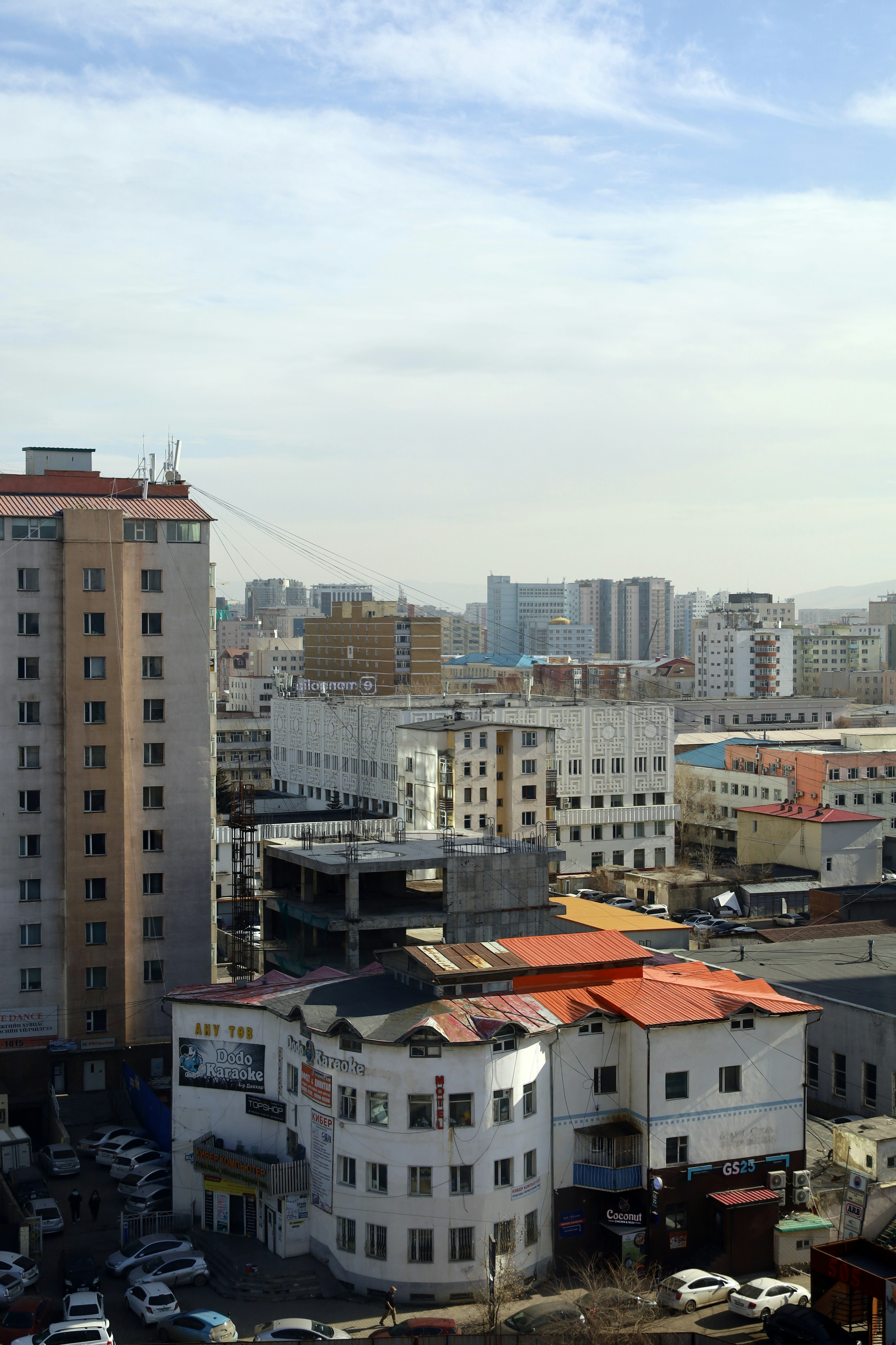 La vista di una città con edifici alti