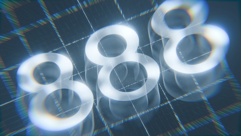 Glowing repeating "888" numbers representing angel numbers