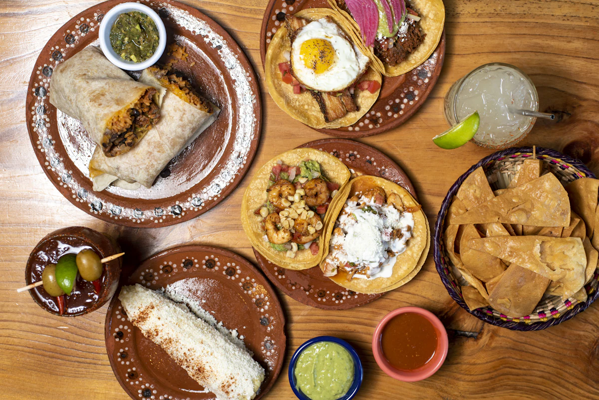 Mexican tacos and cuisine plated for a family meal