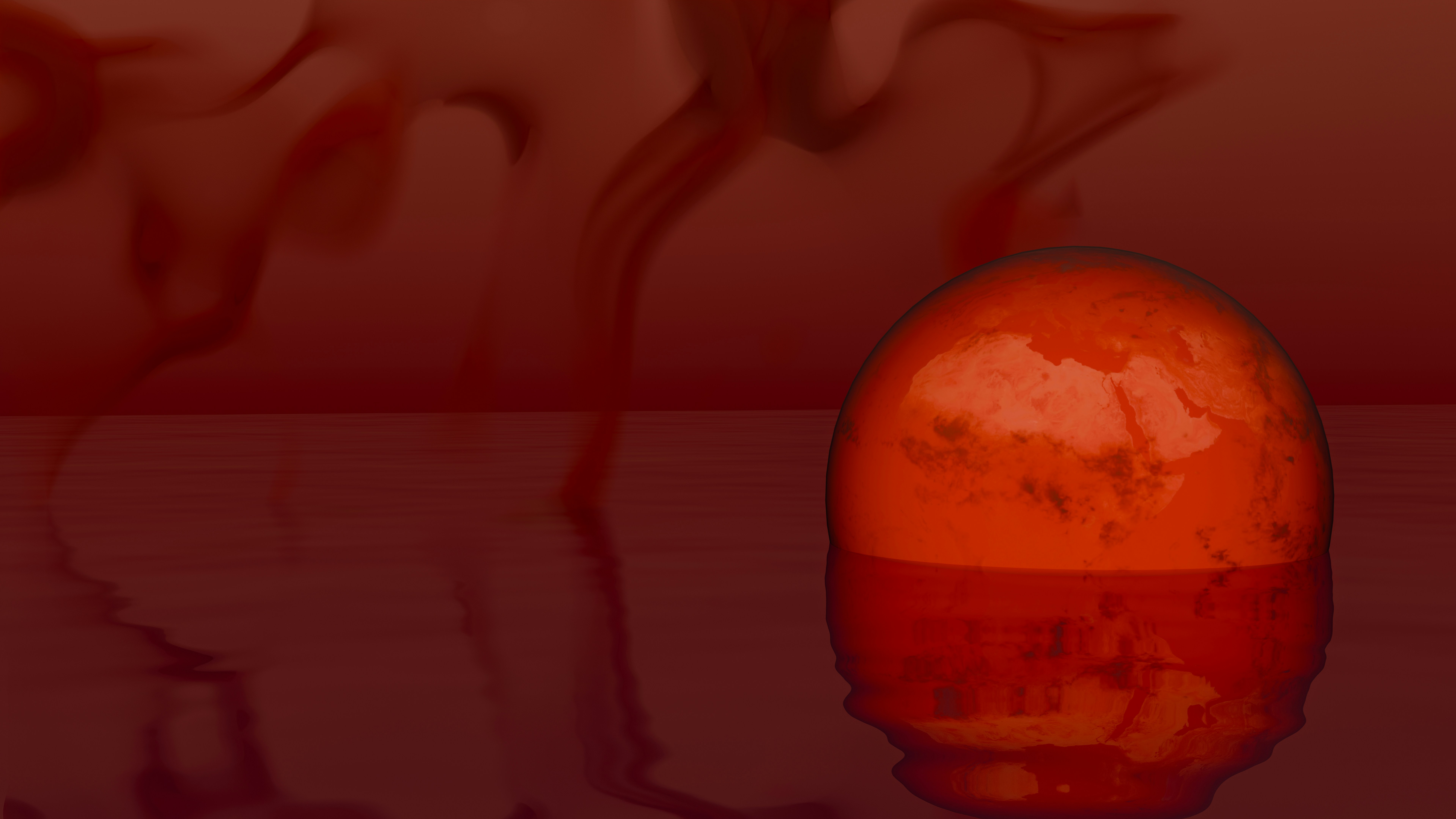 Una foto borrosa de un jarrón con un fondo rojo