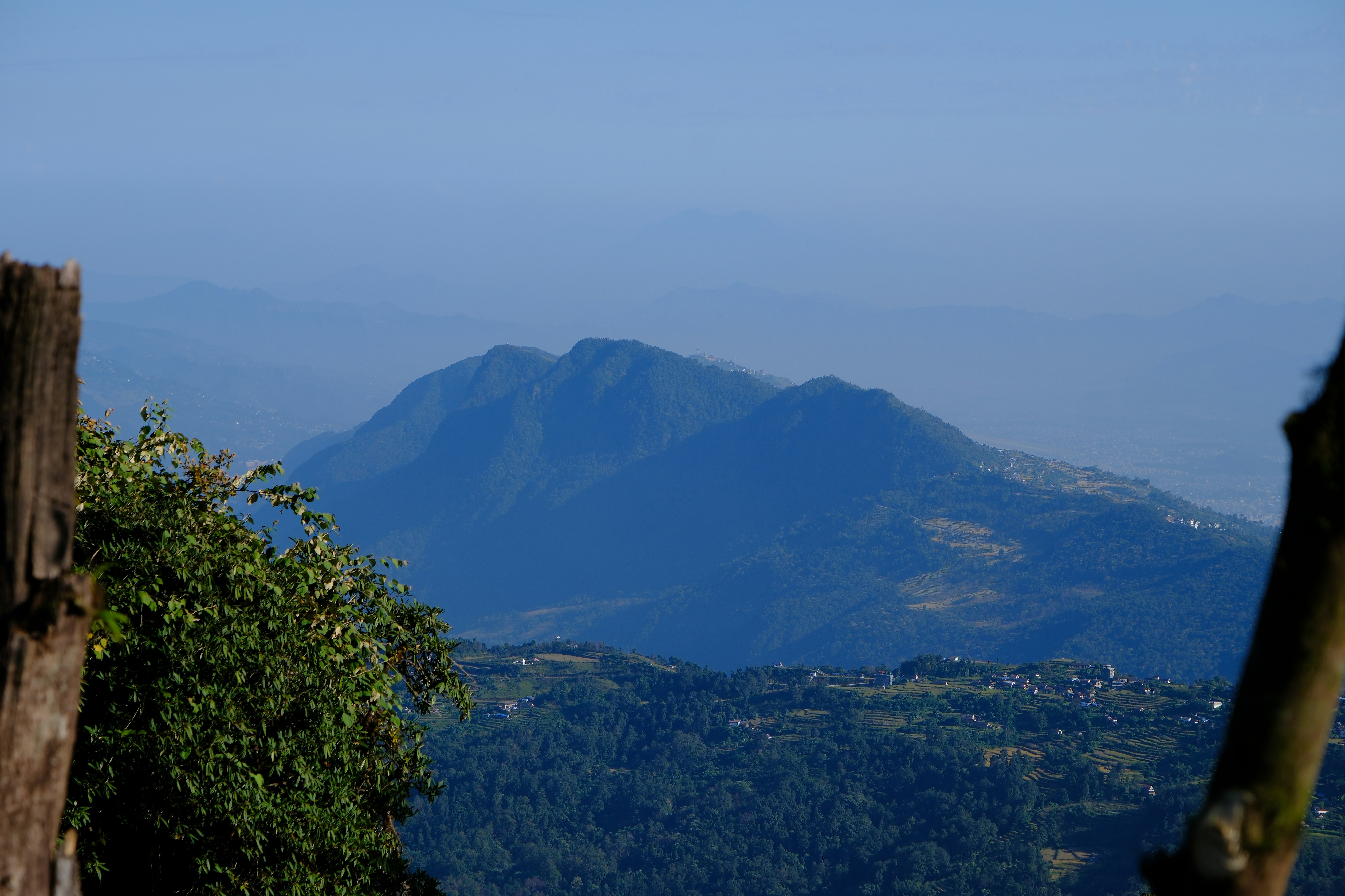 A view of a mountain range from a distance