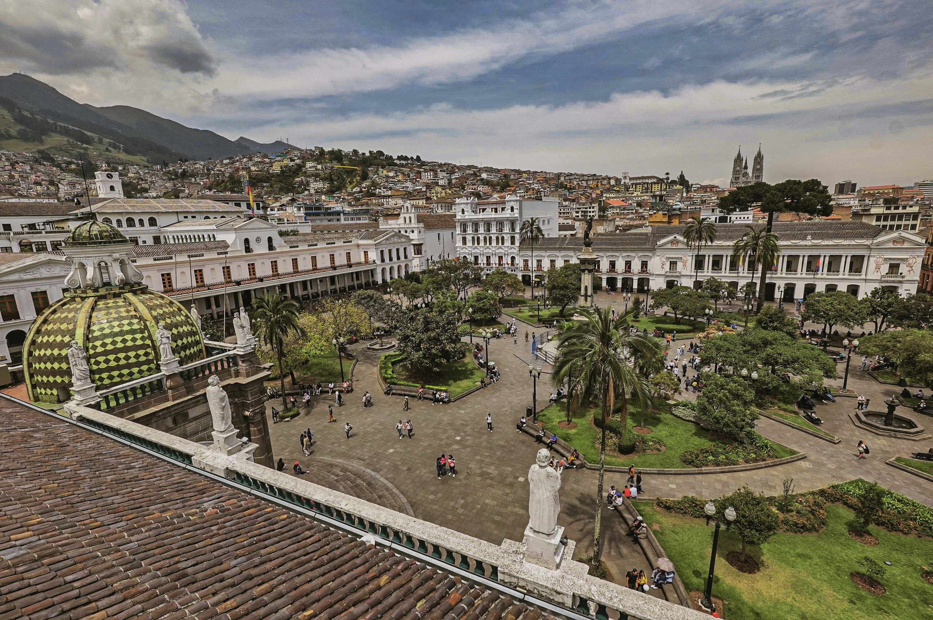 A panoramic view of a city from a roof