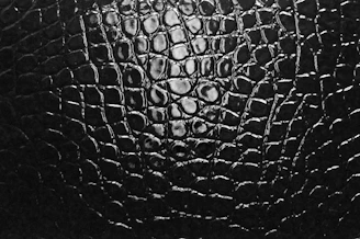 A black and white photo of a leather texture