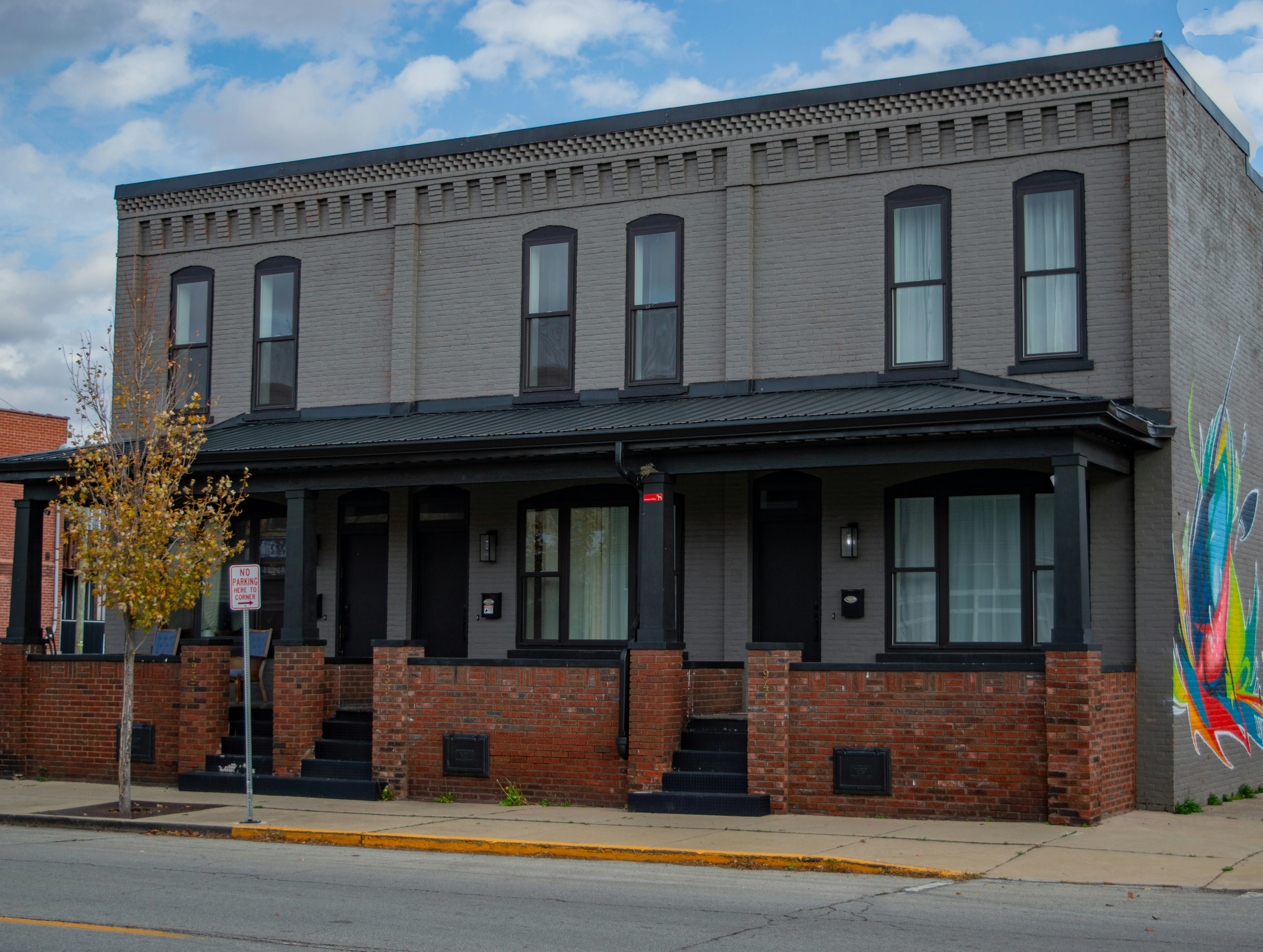 A building with a mural on the side of it