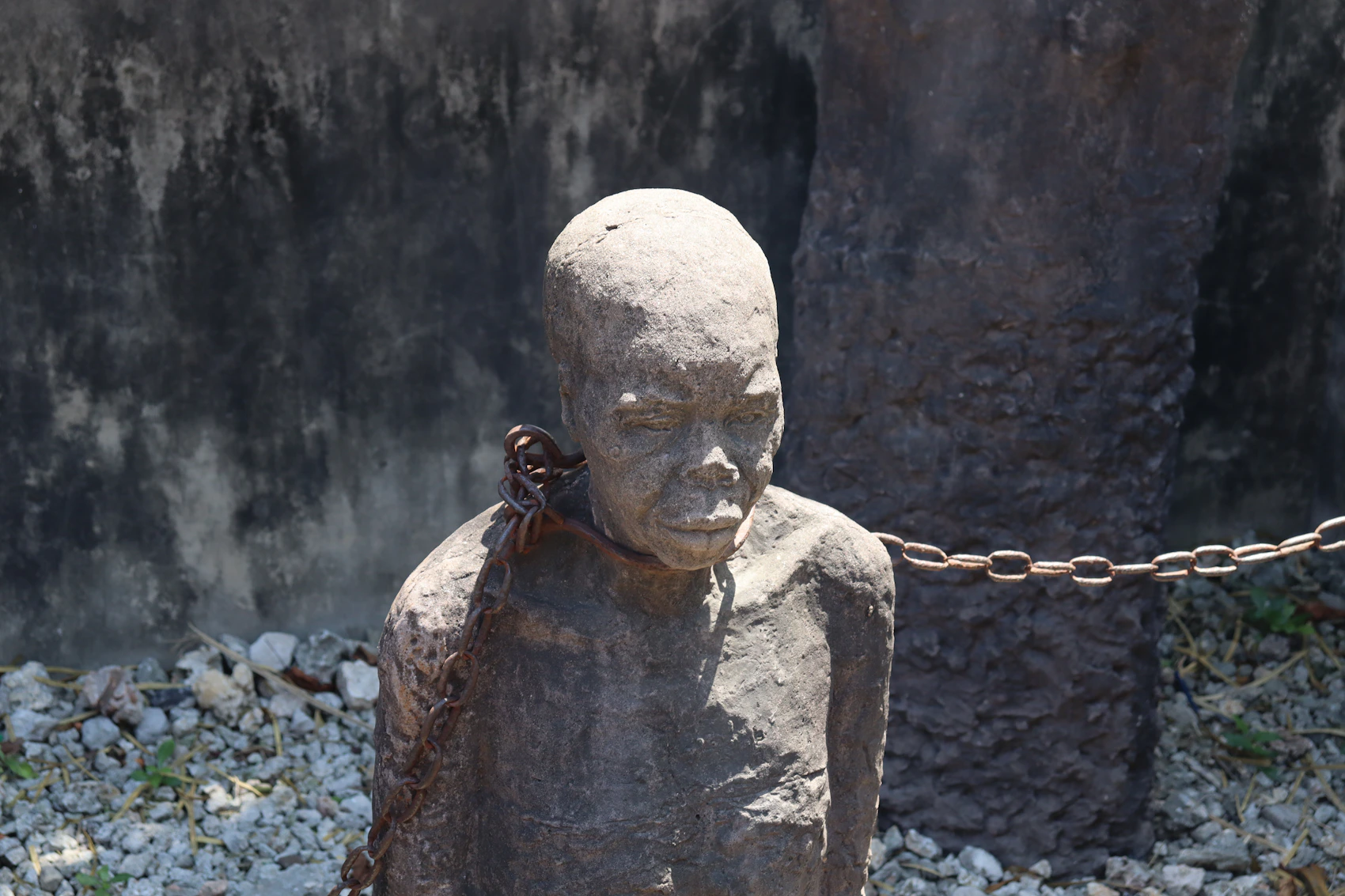 The slavery memorial beside Christ Church Cathedral in Stone Town