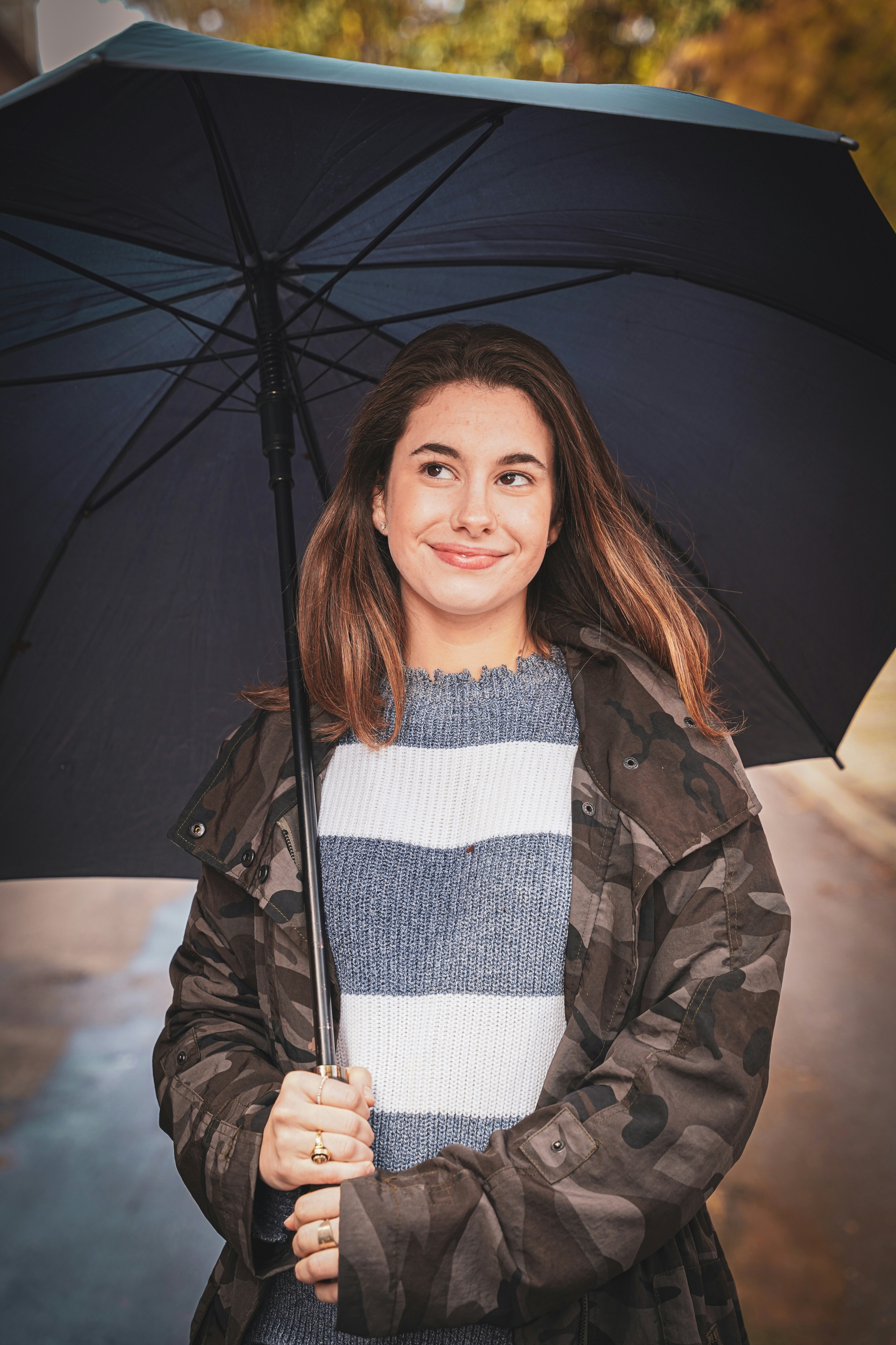A woman holding an umbrella on a rainy day photo – Free Portrait Image ...