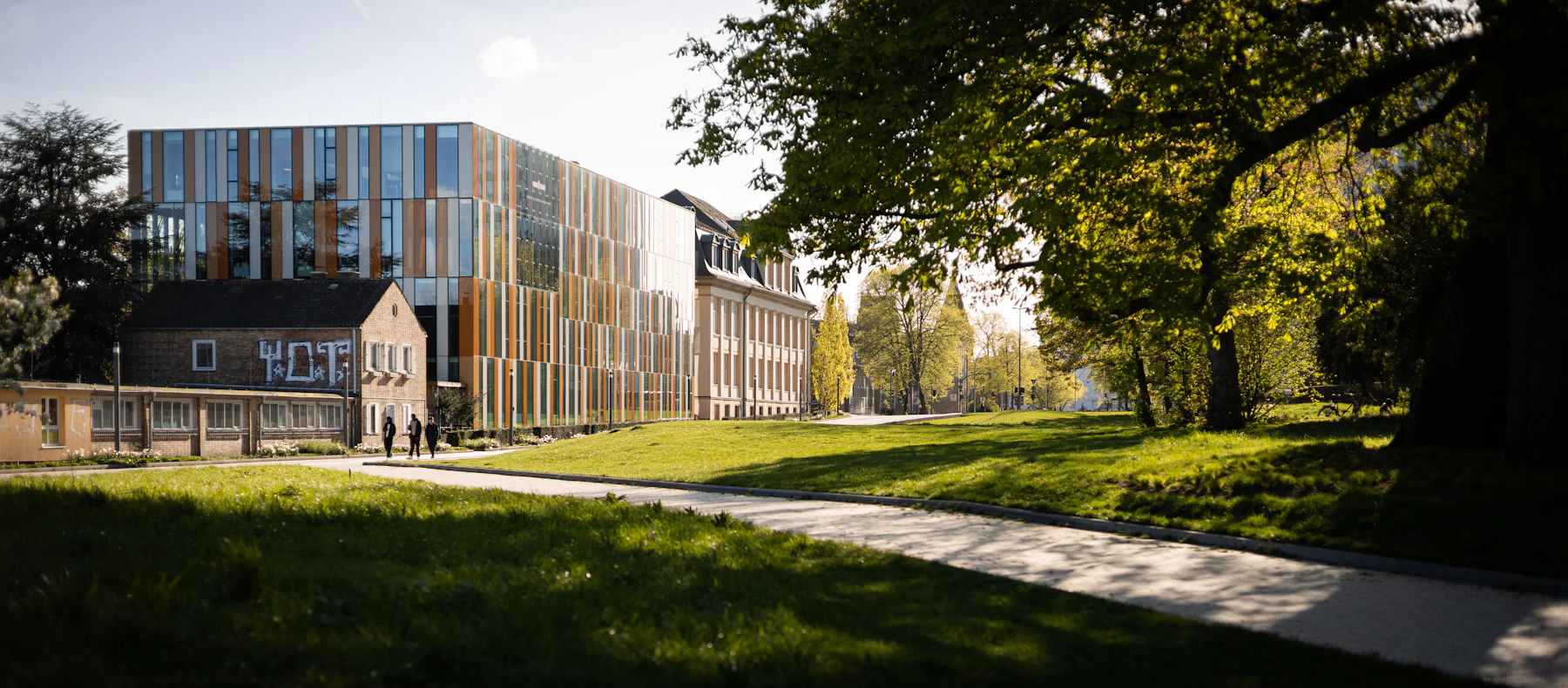 A recognized university campus building