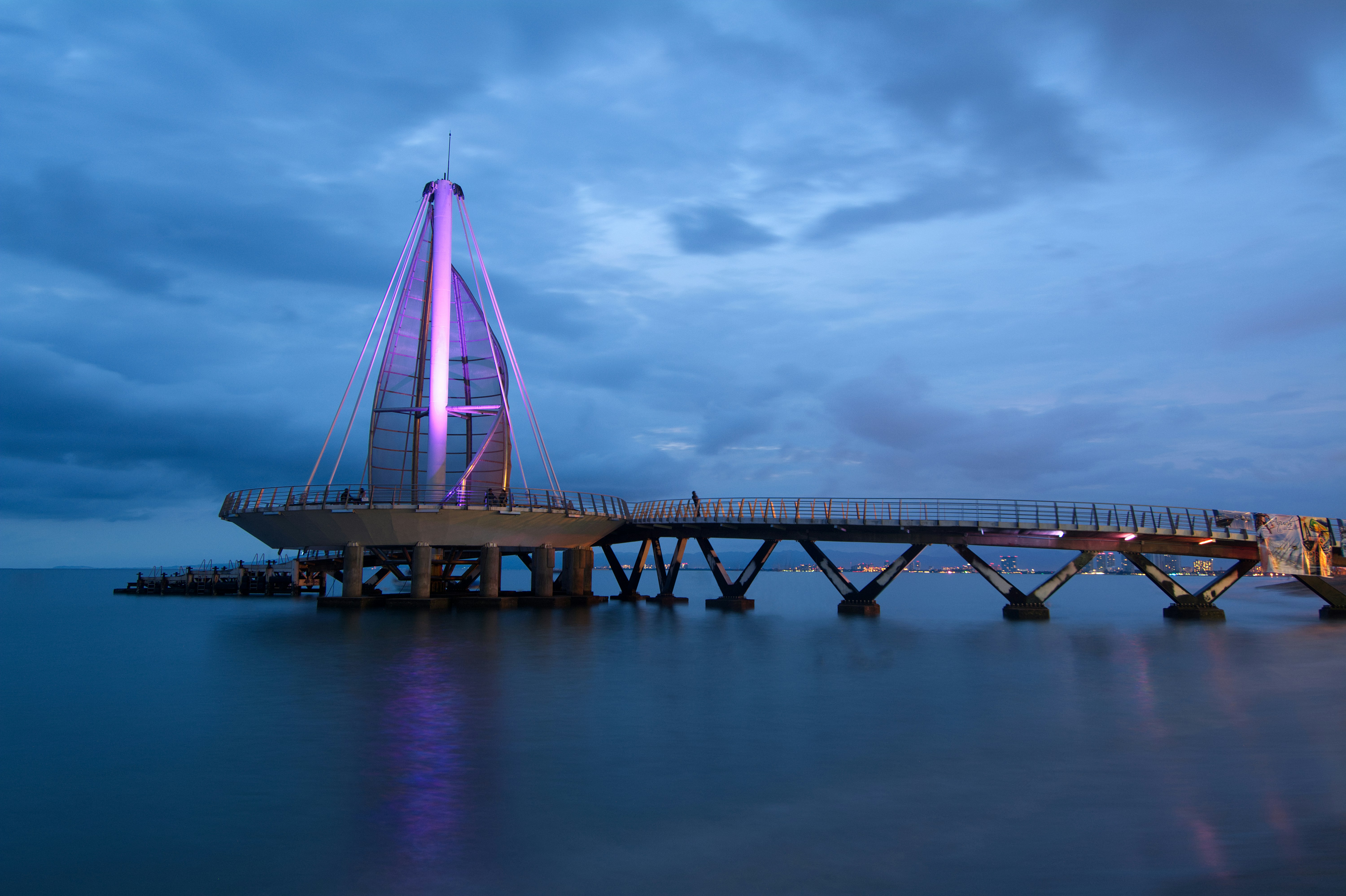 Sun down at los muertos pier in Puerto Vallarta