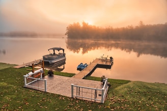 Ontario cottage dock on a quiet lake symbolizing shoreline rules and waterfront property regulations