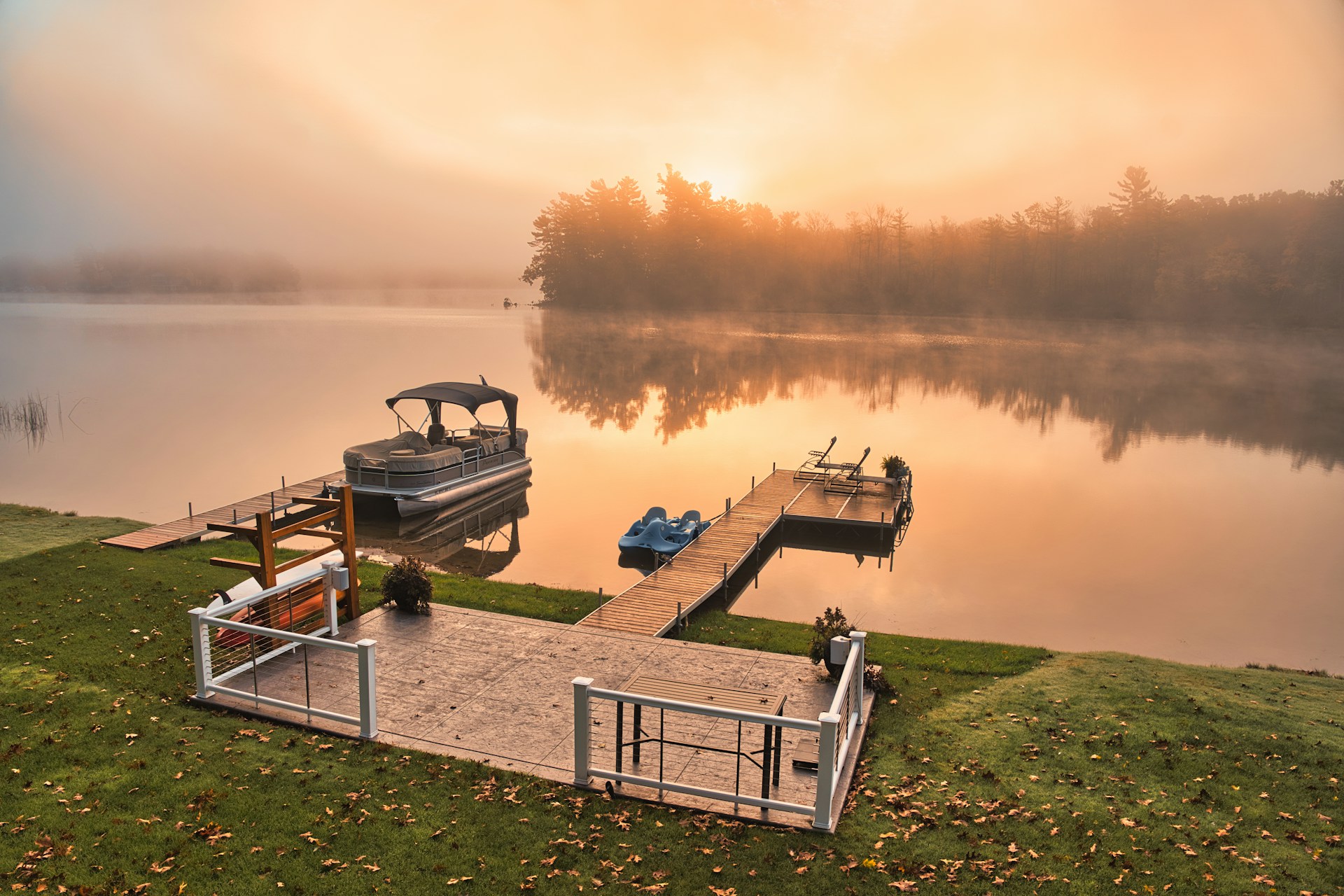 A dock on the edge of a body of water