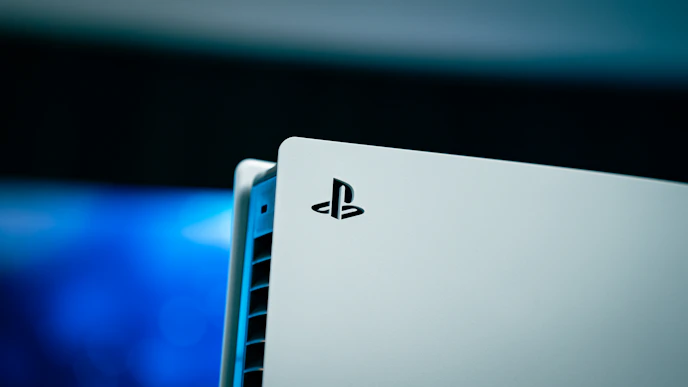 A close up of a sony laptop with a blurry background