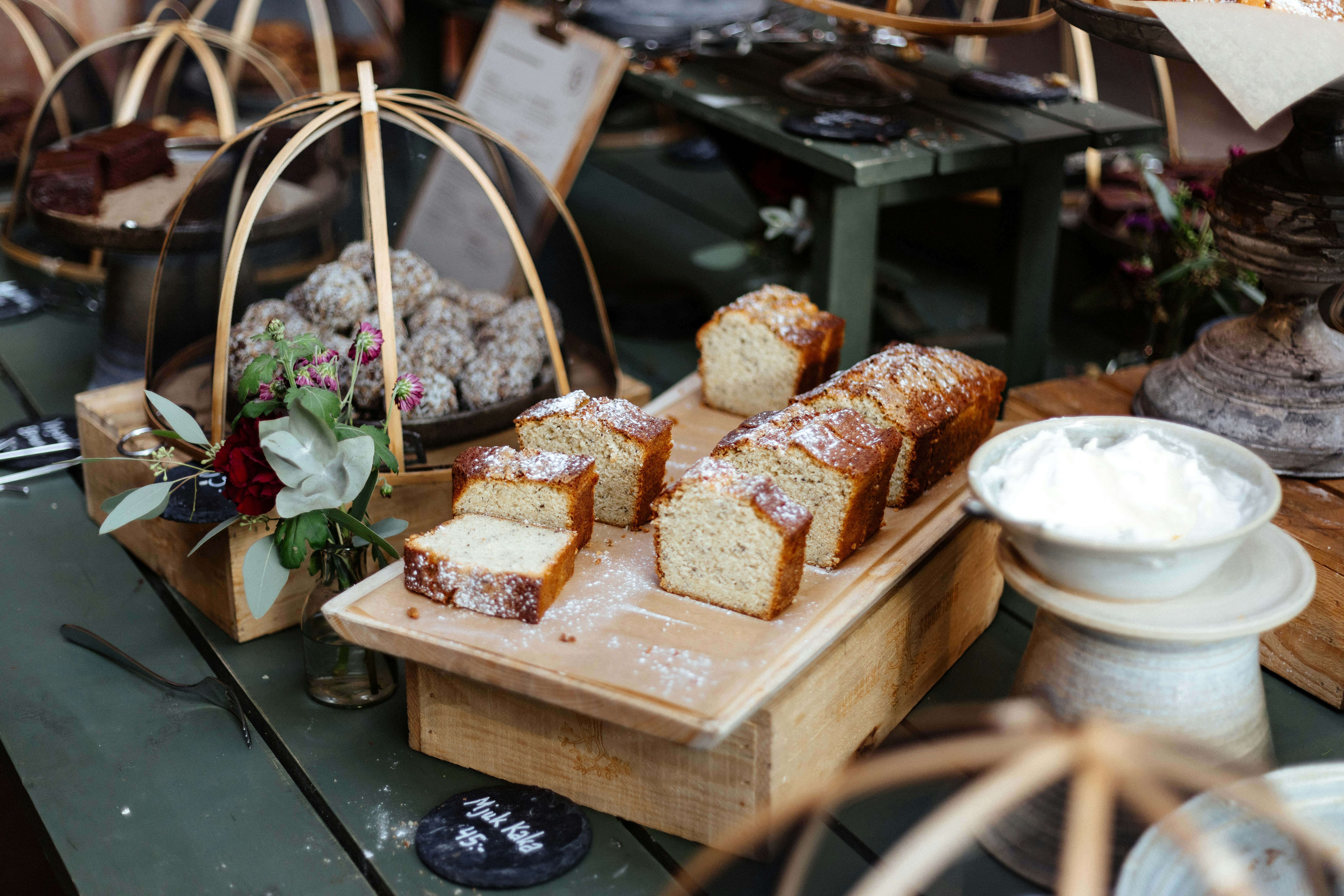 A bunch of food that is on a table, 