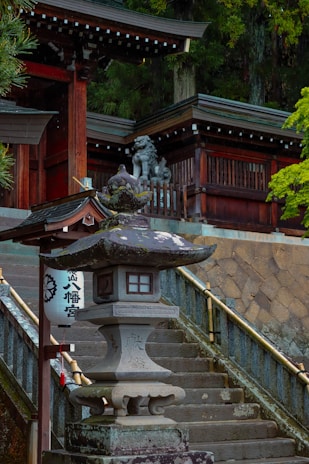 A stone staircase leading up to a building