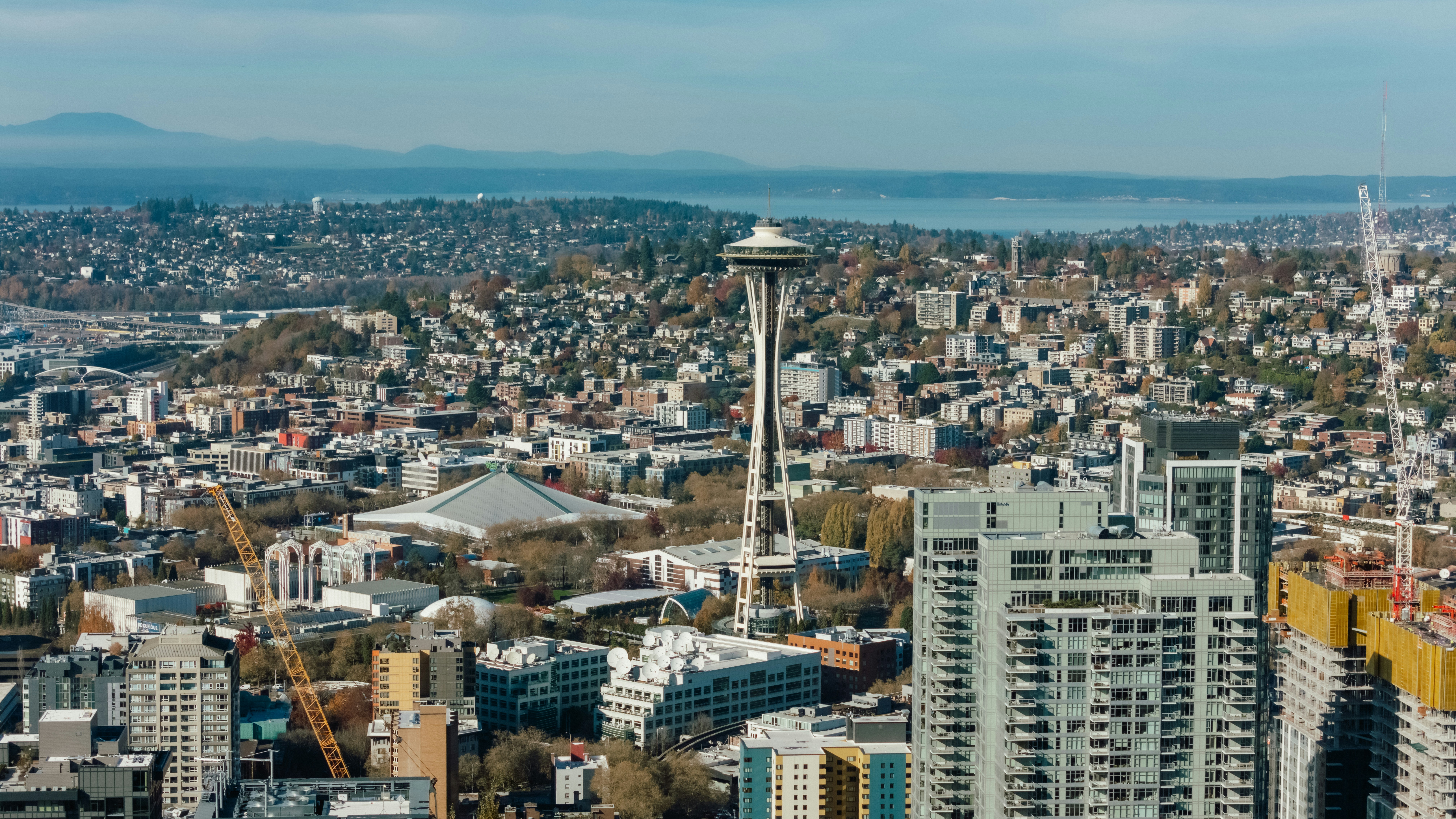 A view of a city from a tall building