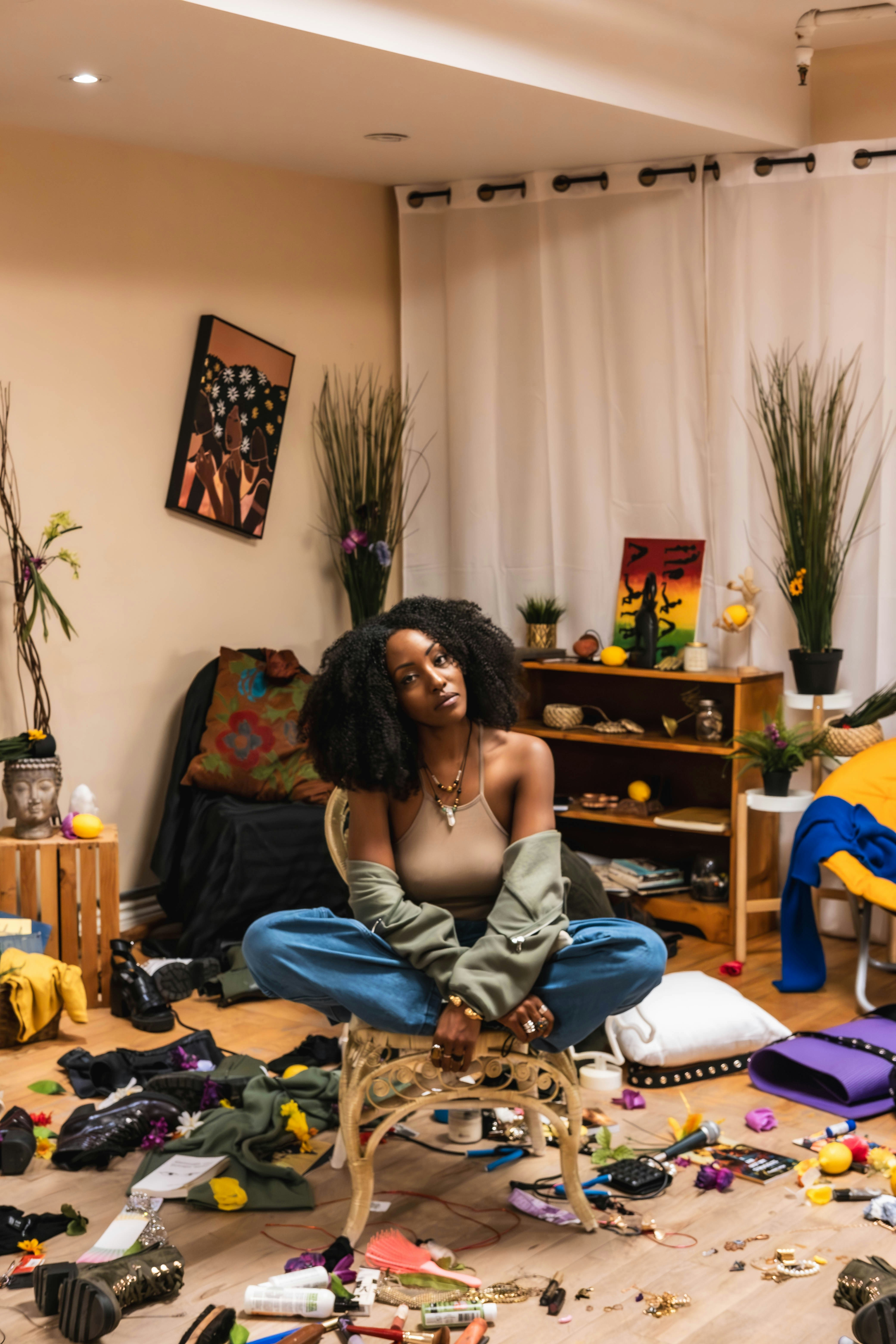 happy person clearing clutter