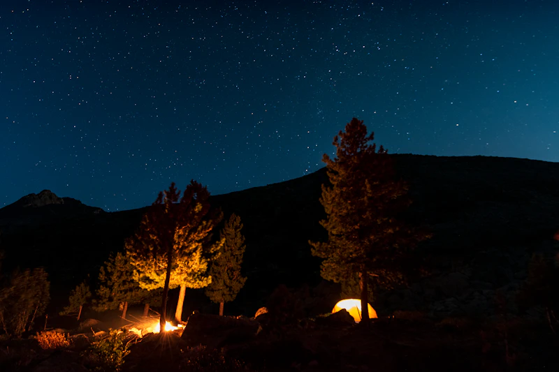 Campfire under stars
