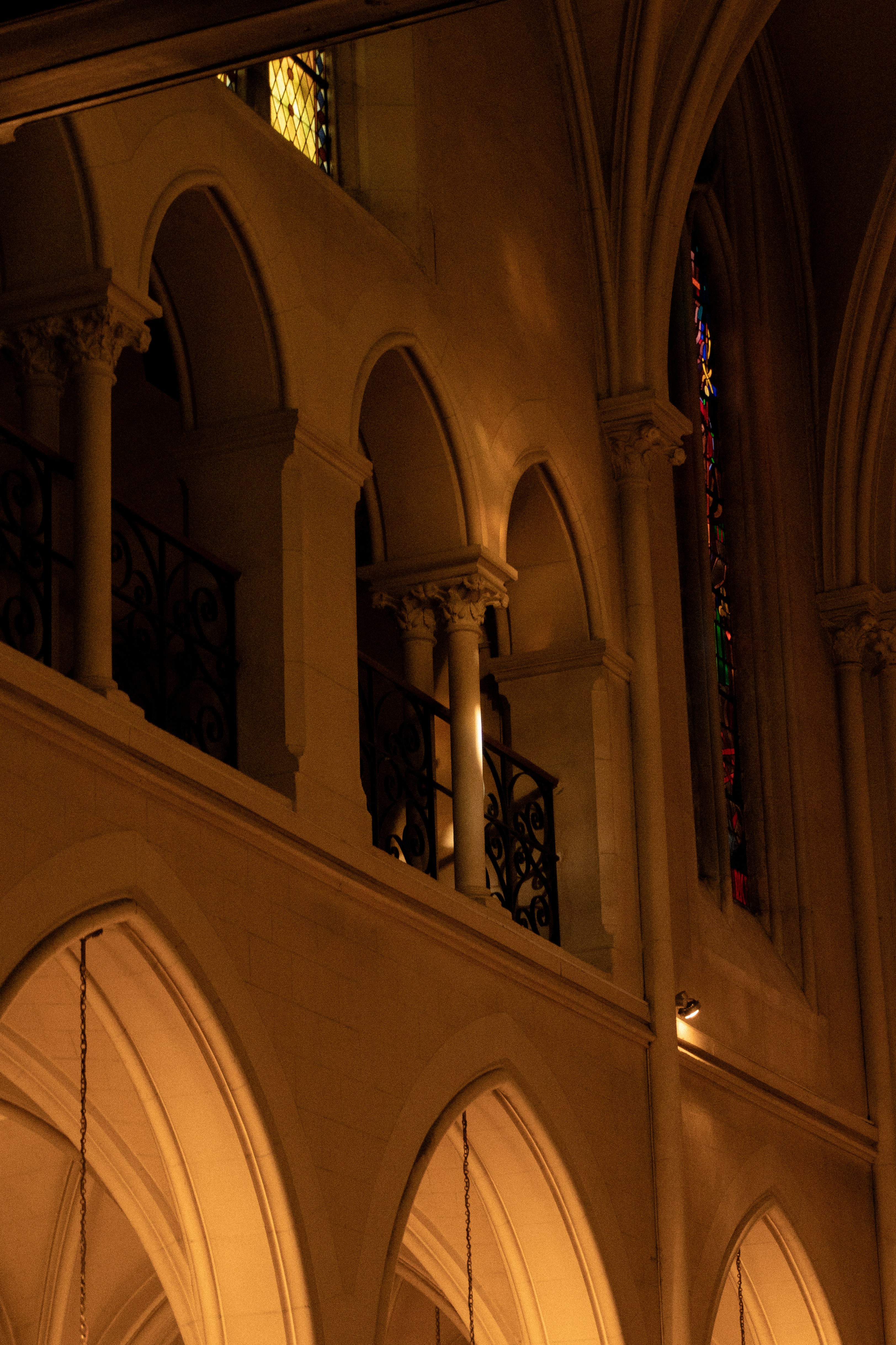 A church with a clock on the front of it