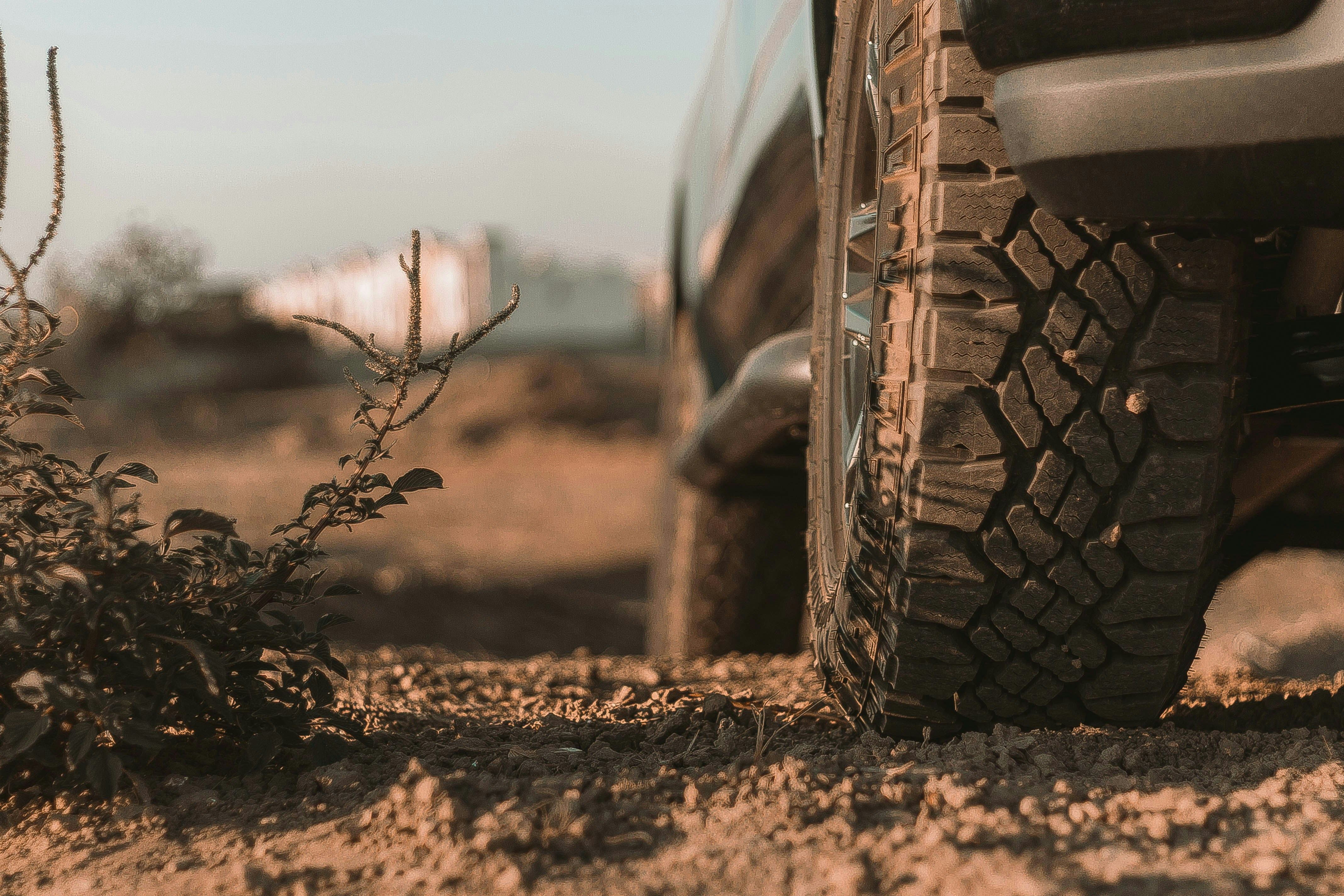 A close up of a tire on a vehicle