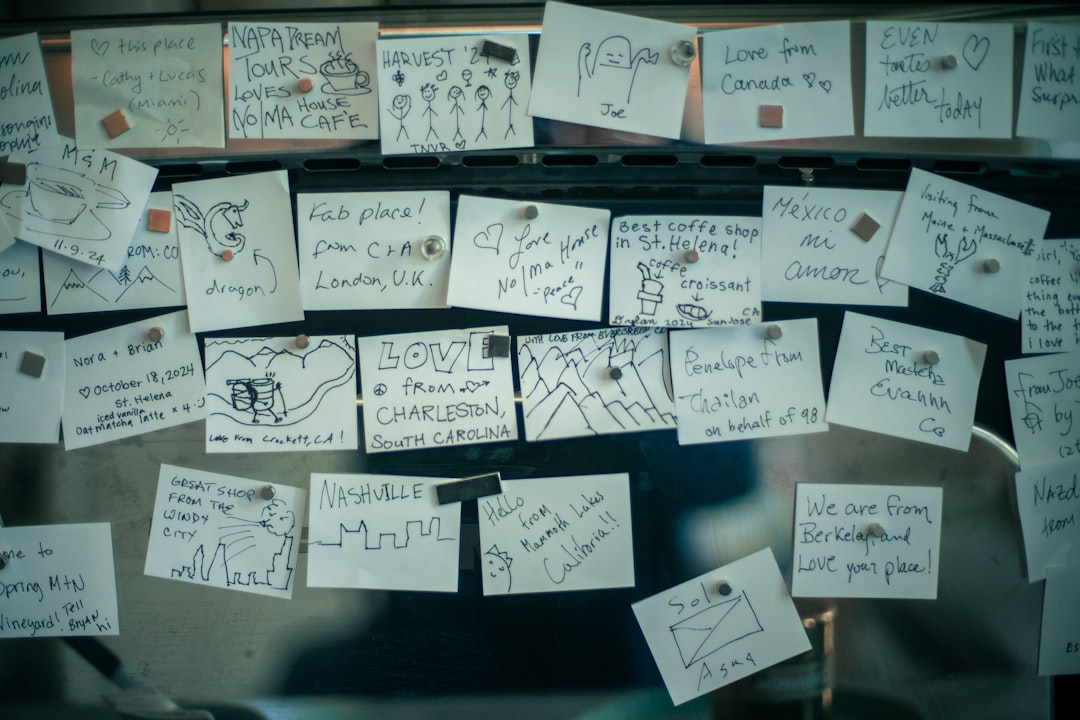 sticky-notes wall of thank-yous - appreciation sayings for coworkers