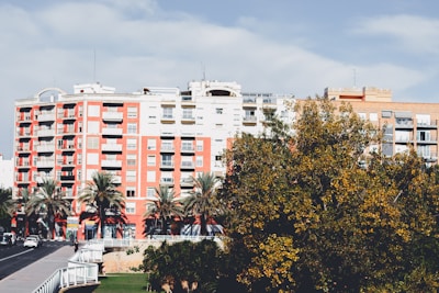 A view of a street with a building in the background