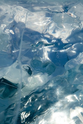A close up view of water and ice