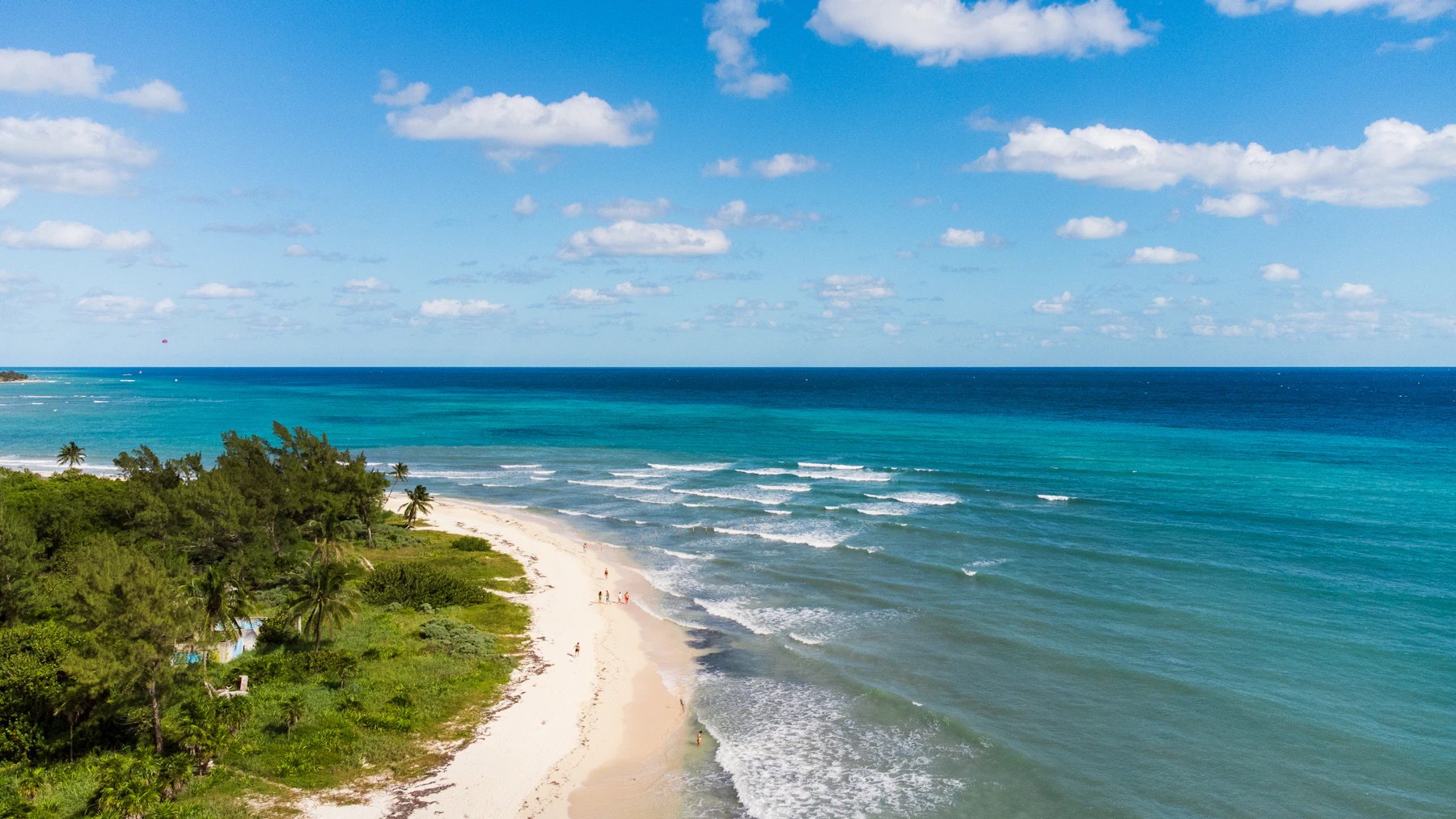 Aerial view of the Riviera Maya coast near Playa del Carmen