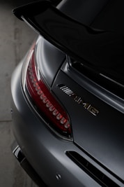 A close up of the tail lights of a car