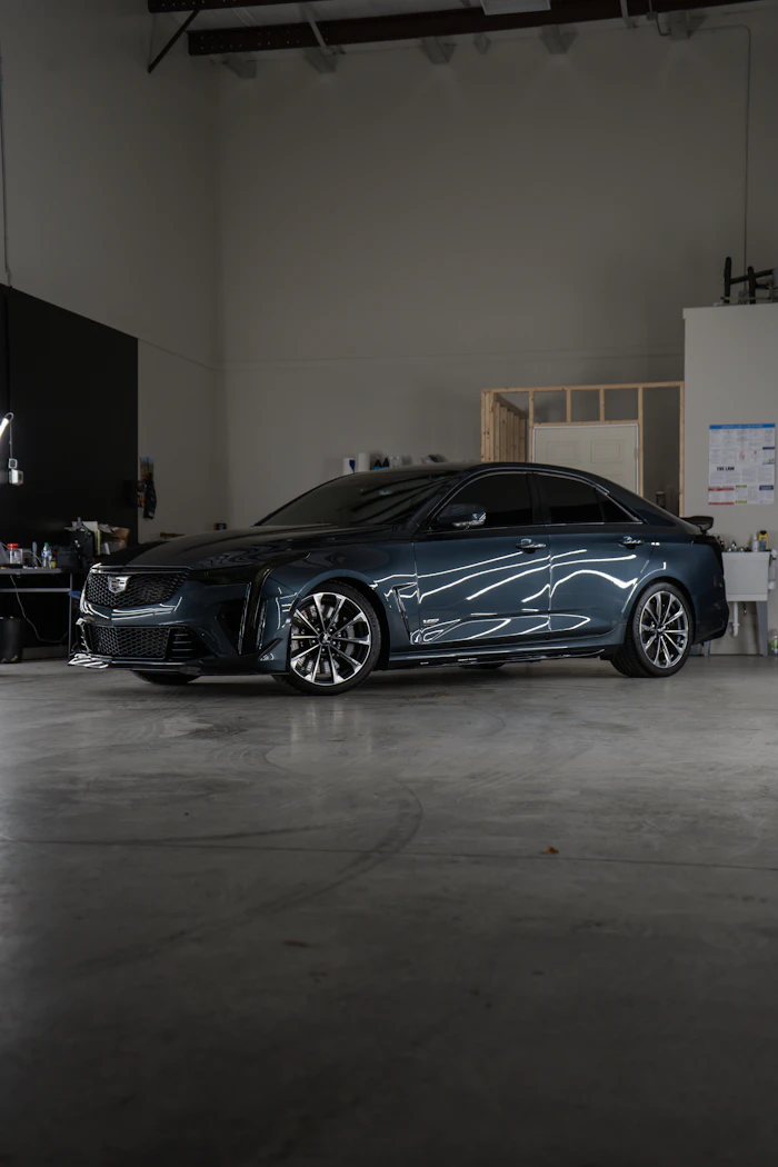Ceramic coated car parked in garage