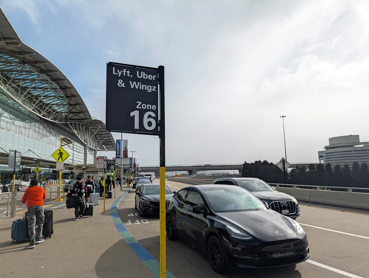 Car waiting outside the airport terminal