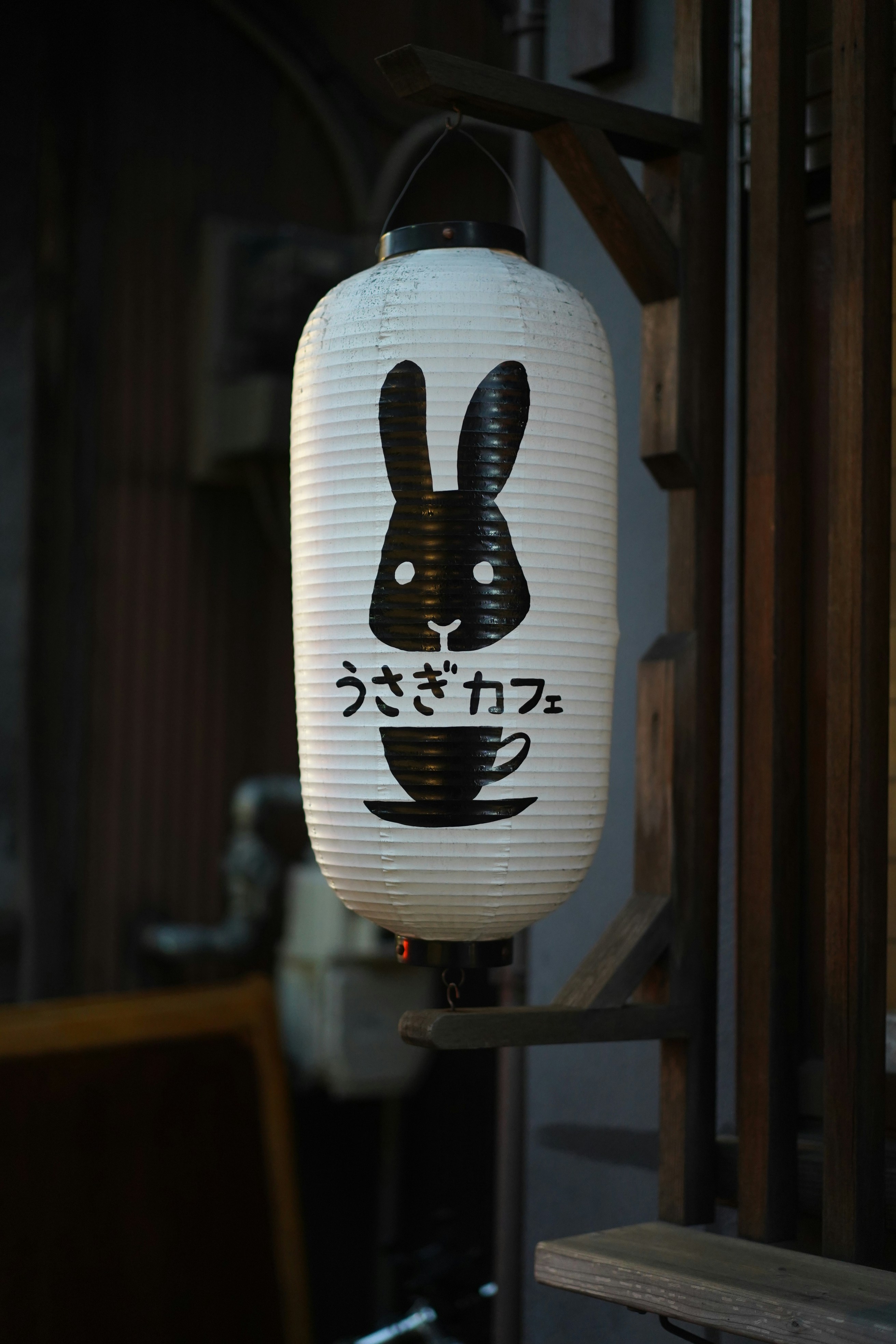 A paper lantern with a rabbit on it