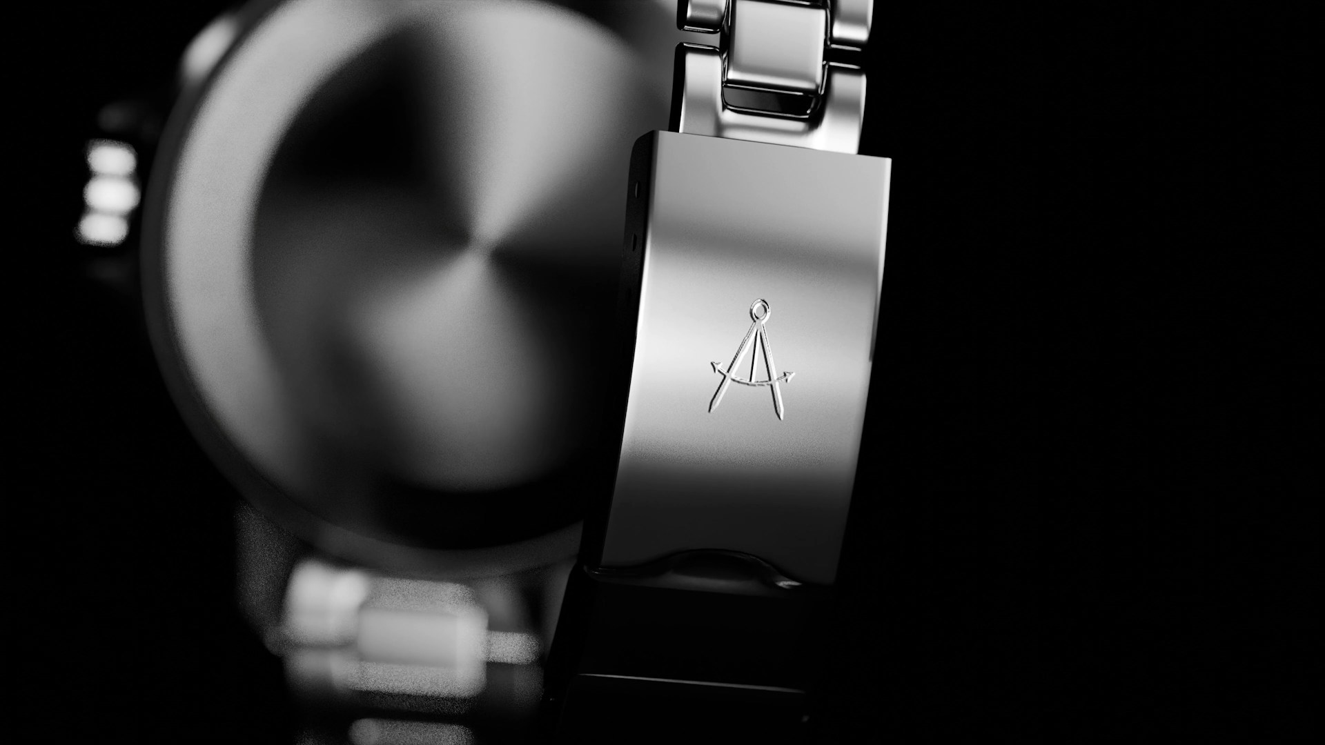 A black and white photo of a watch