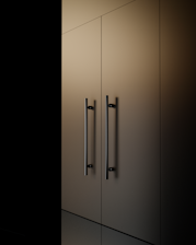A black and white photo of a door