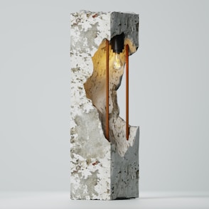 A light that is on top of a cement block