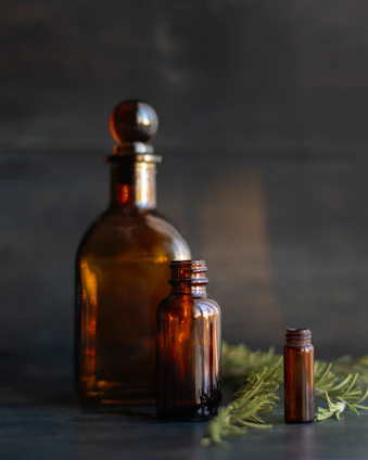 A couple of bottles sitting on top of a table