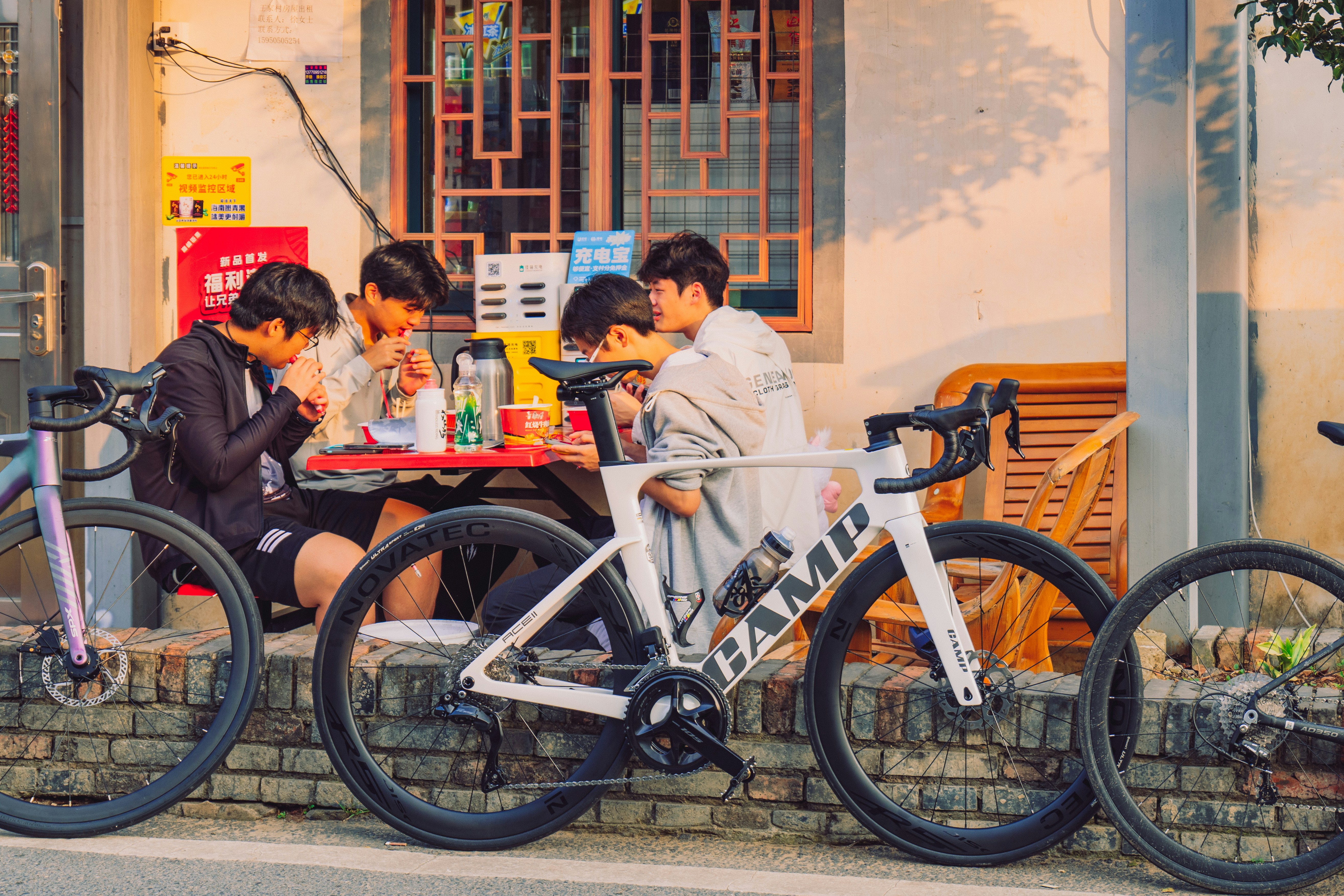 Women learning cycling together