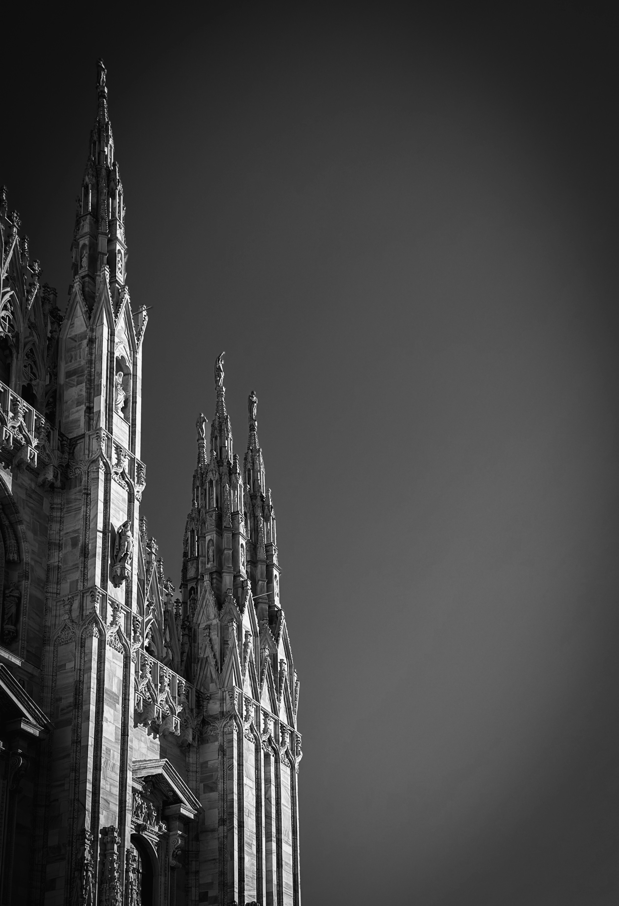 A black and white photo of a cathedral