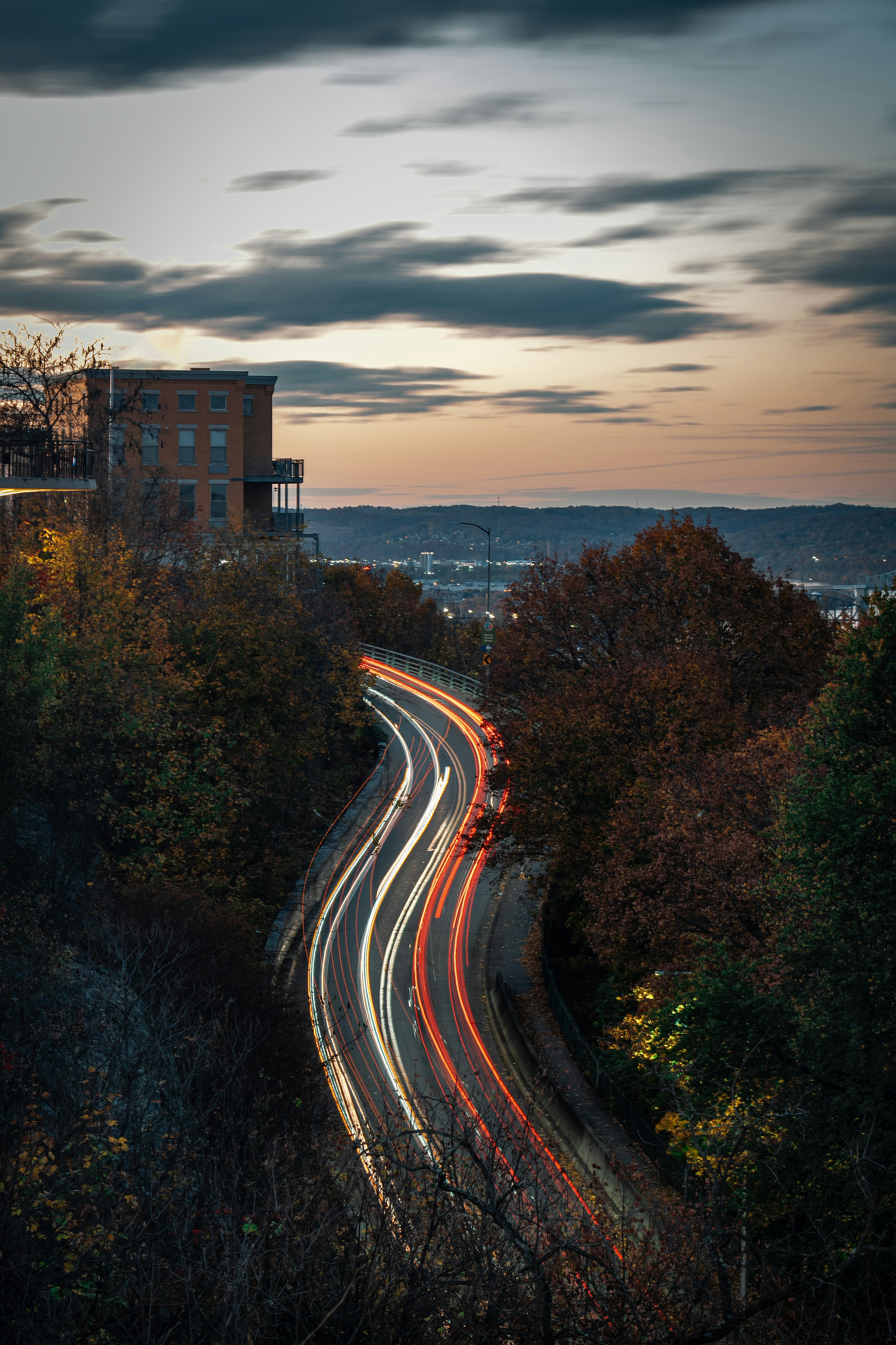 A long exposure shot of a city at night